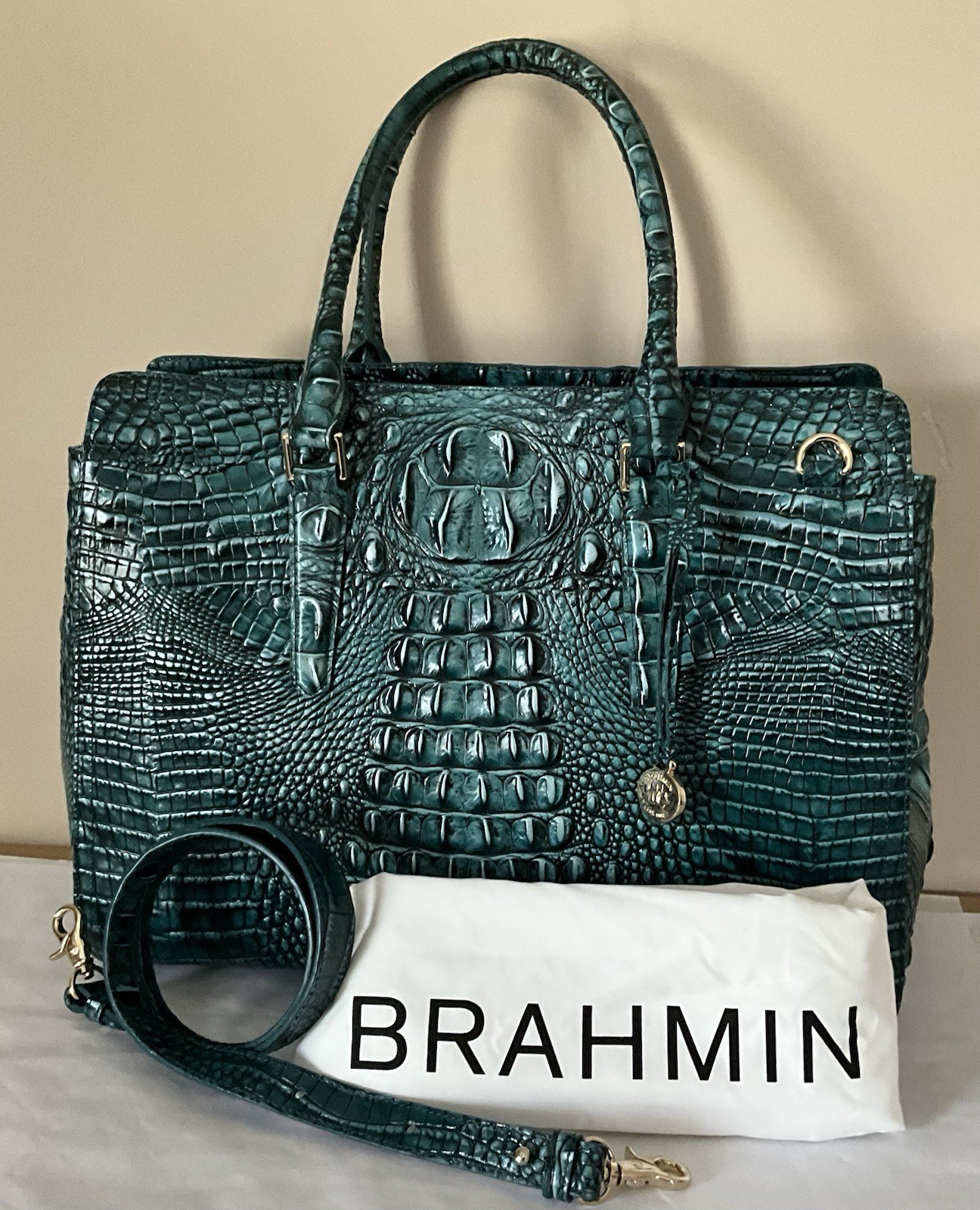 Brahmin Finley Large Carryall Sample Bag Green Melbourne NWT