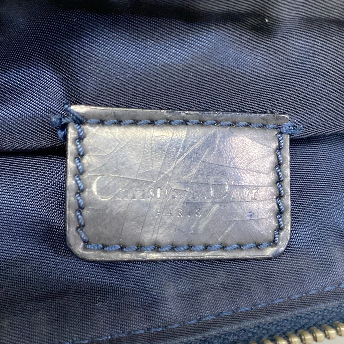 Dior Christian Dior Handbag Saddle Pouch Dark Gray Light Blue Navy Denim Print L