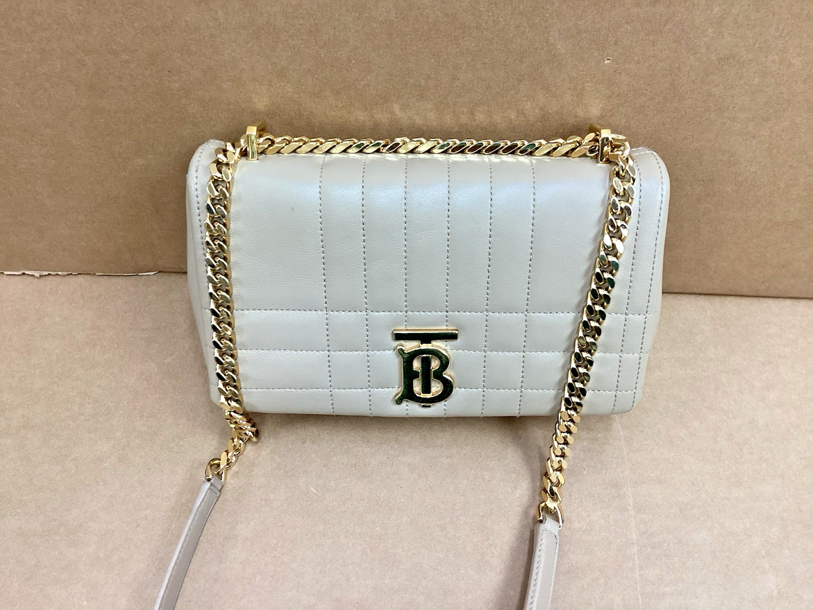 Burberry Small Lola Quilted Leather Shoulder Bag In Oat Beige Leather