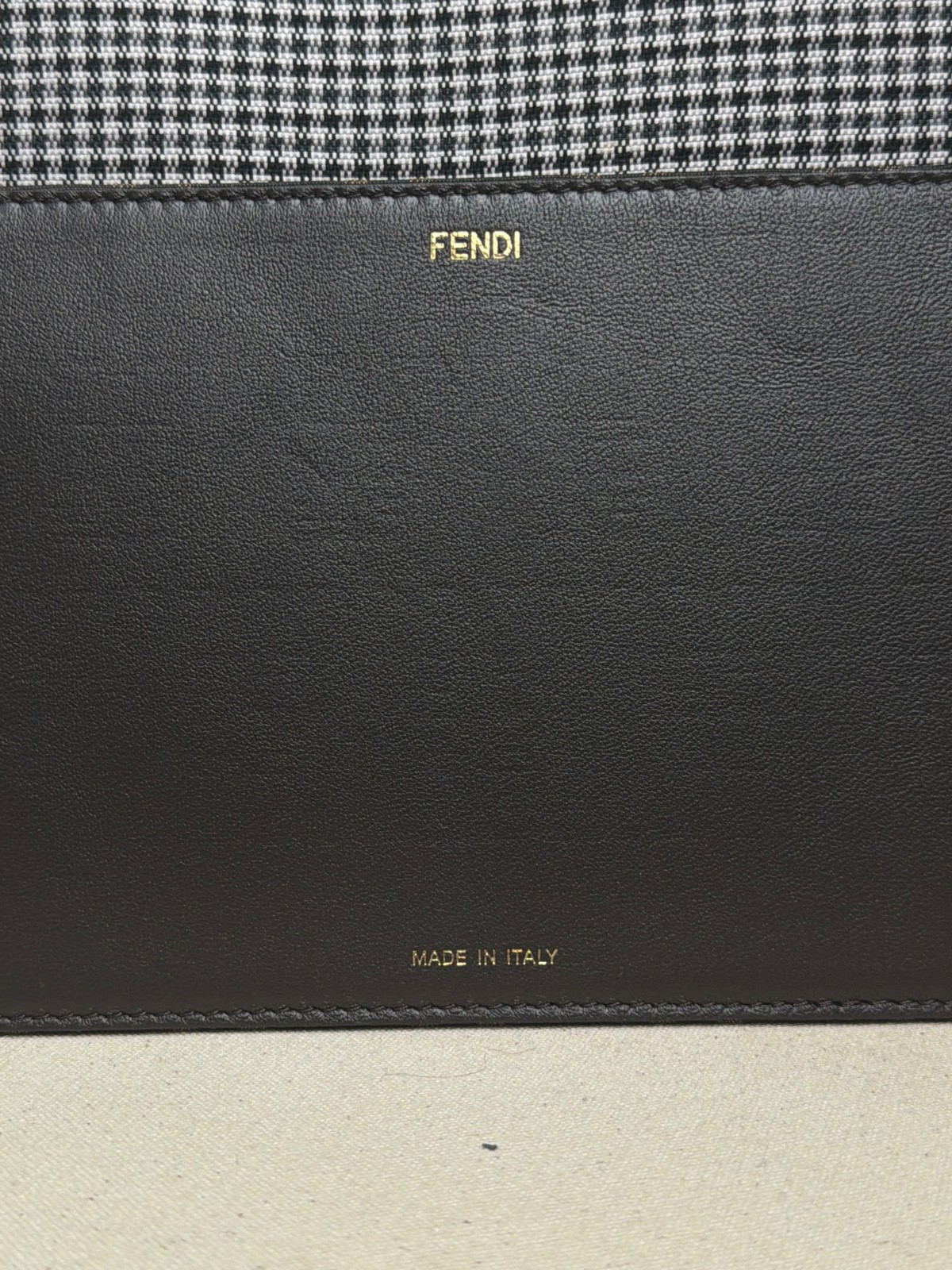 Fendi Peekaboo ISeeU Medium Houndstooth Top Handle Bag Authentic Black White