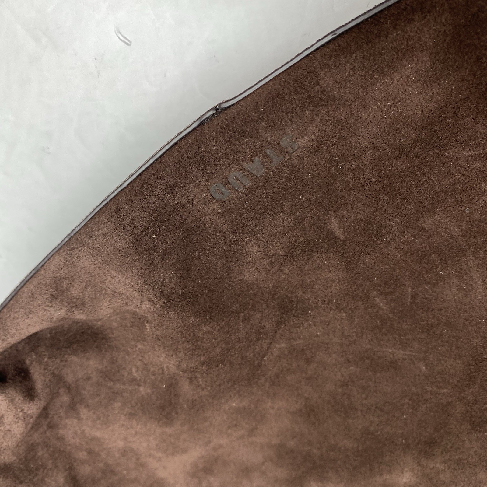 STAUD Bag Demy Large Suede Shoulder Bag Espresso Brown Rounded NEW $45