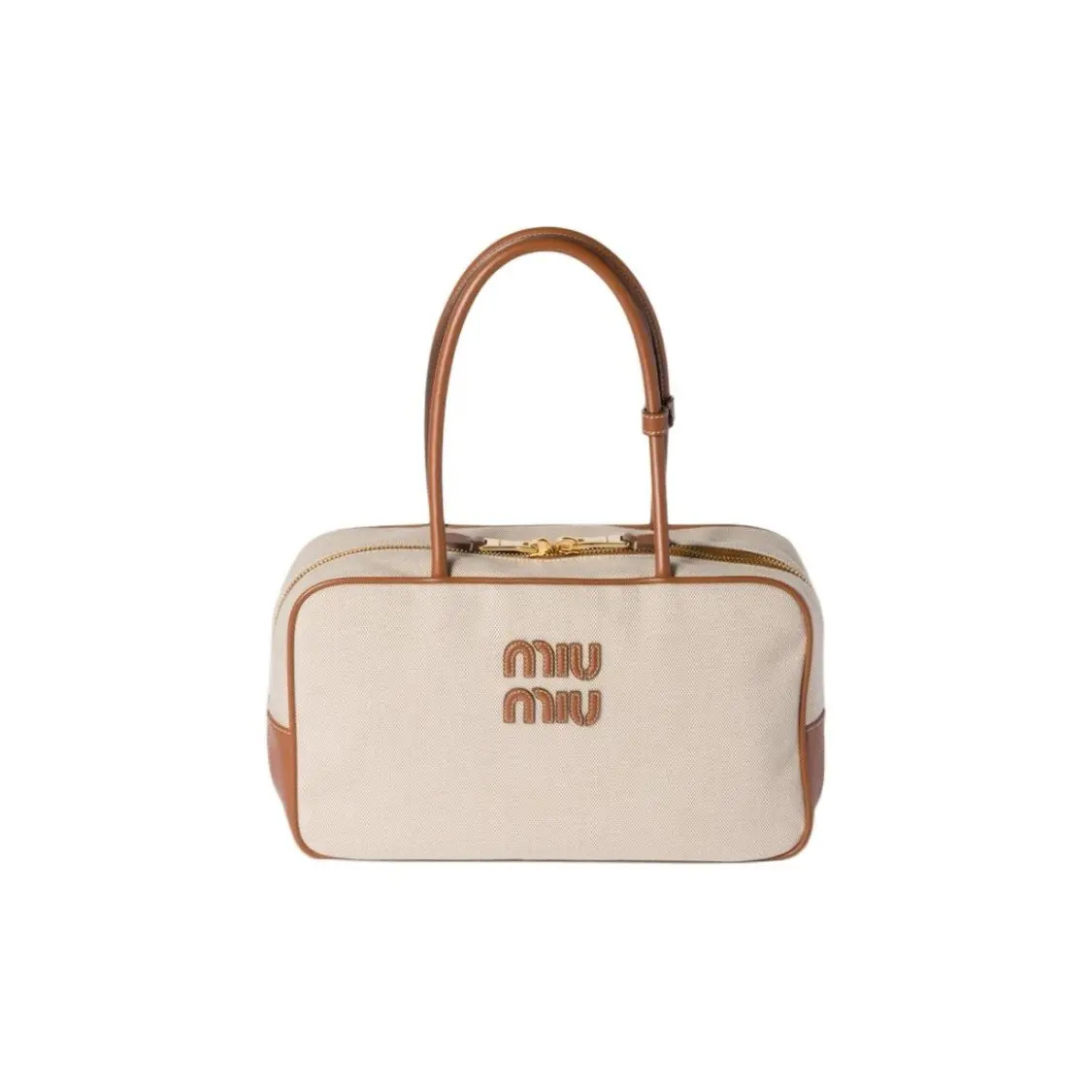 MIU MIU Beau Gold Hardware Engraved Logo Shoulder Bag Women’s 13.3x4x7.8 in