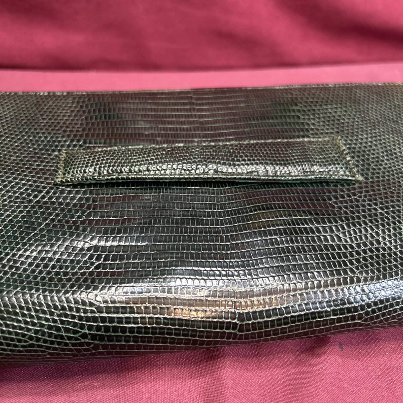 Vtg. Lai Italian Lizard Leather Green Clutch