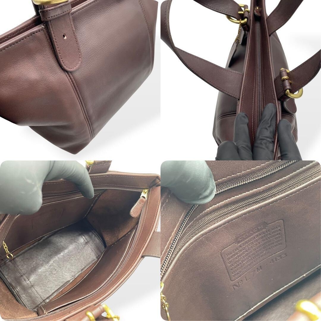 COACH Coach Leather Brown 4133 Handbag Gold Hardware 9.45in Auth