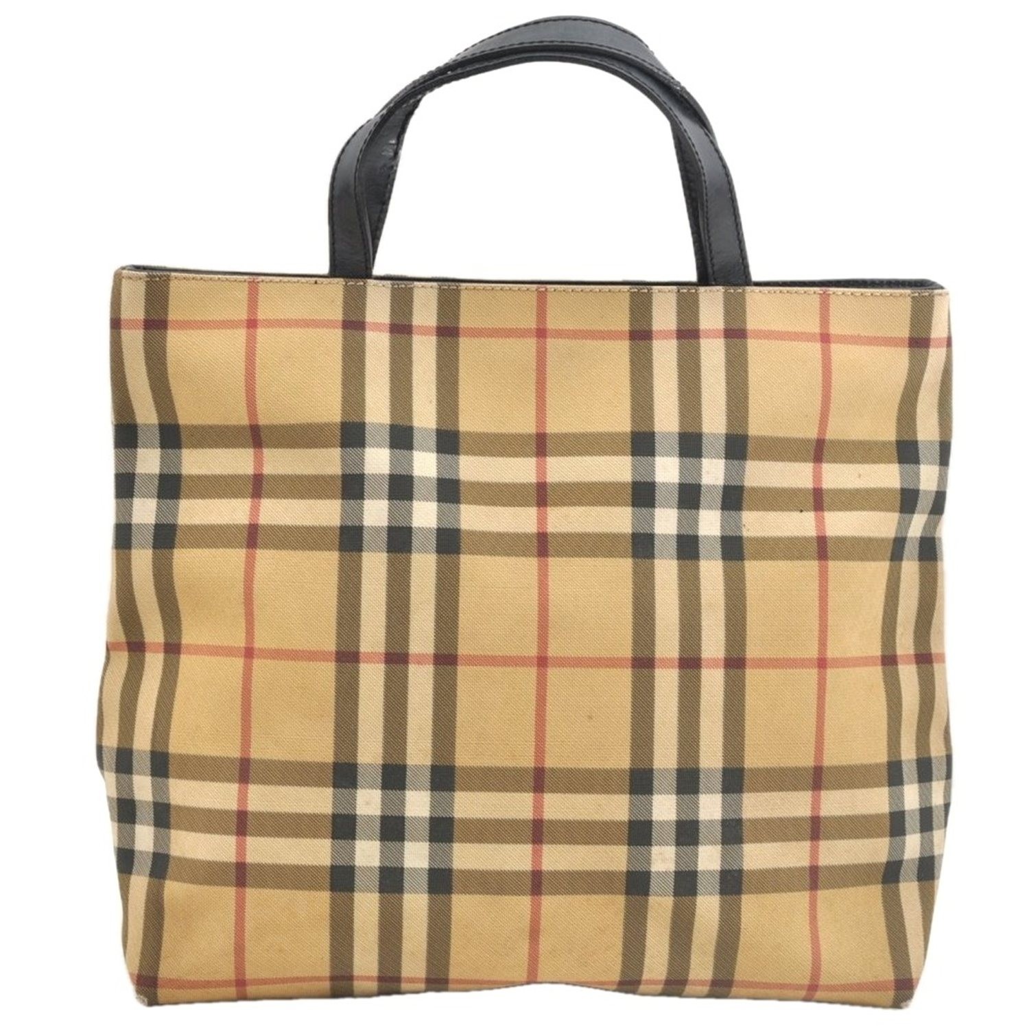 Authentic BURBERRY Vintage Nova Check PVC Leather Hand Tote Bag Beige AB893