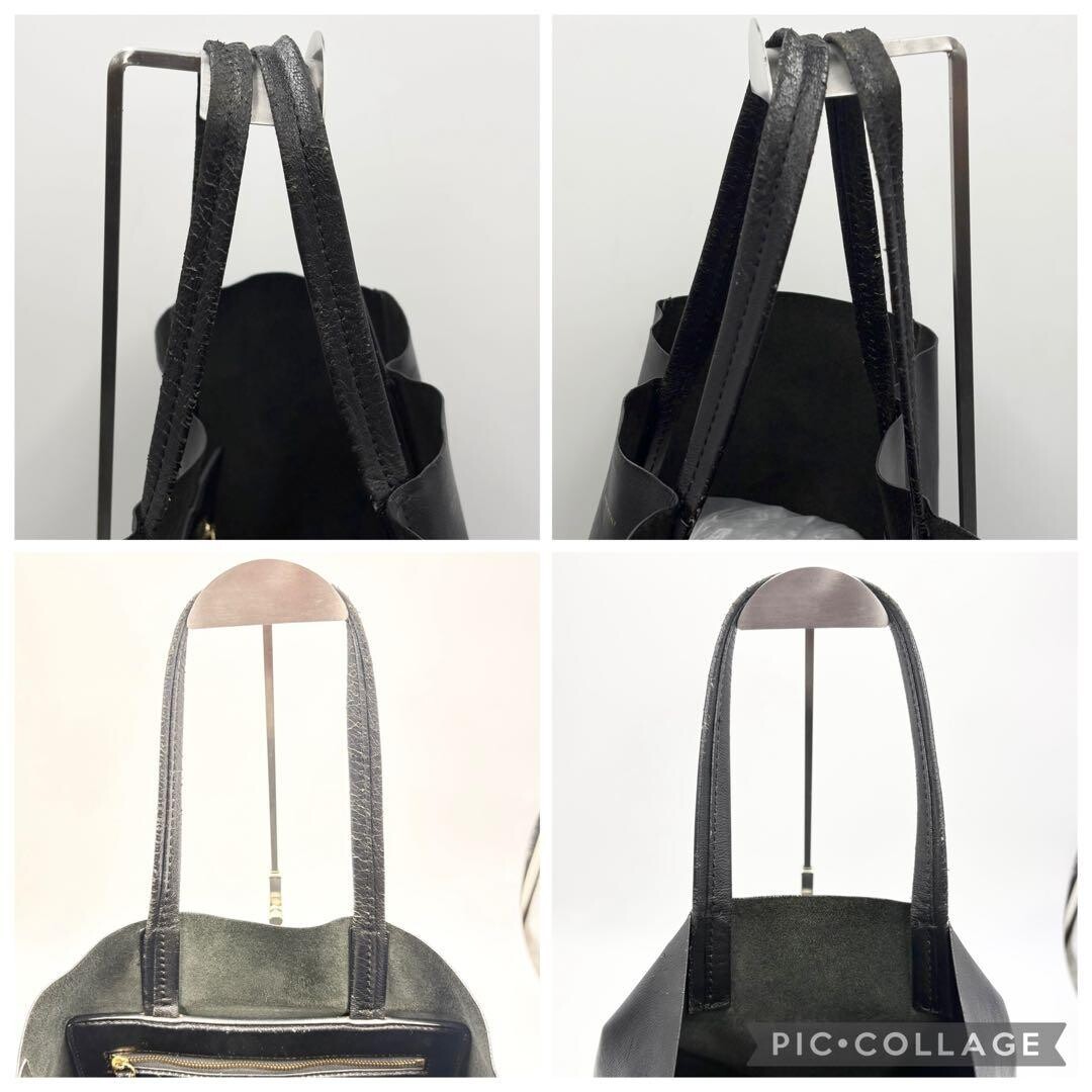 CELINE Horizontal Cabas Leather Tote Bag Black A4 Laptop Large Unisex Authentic