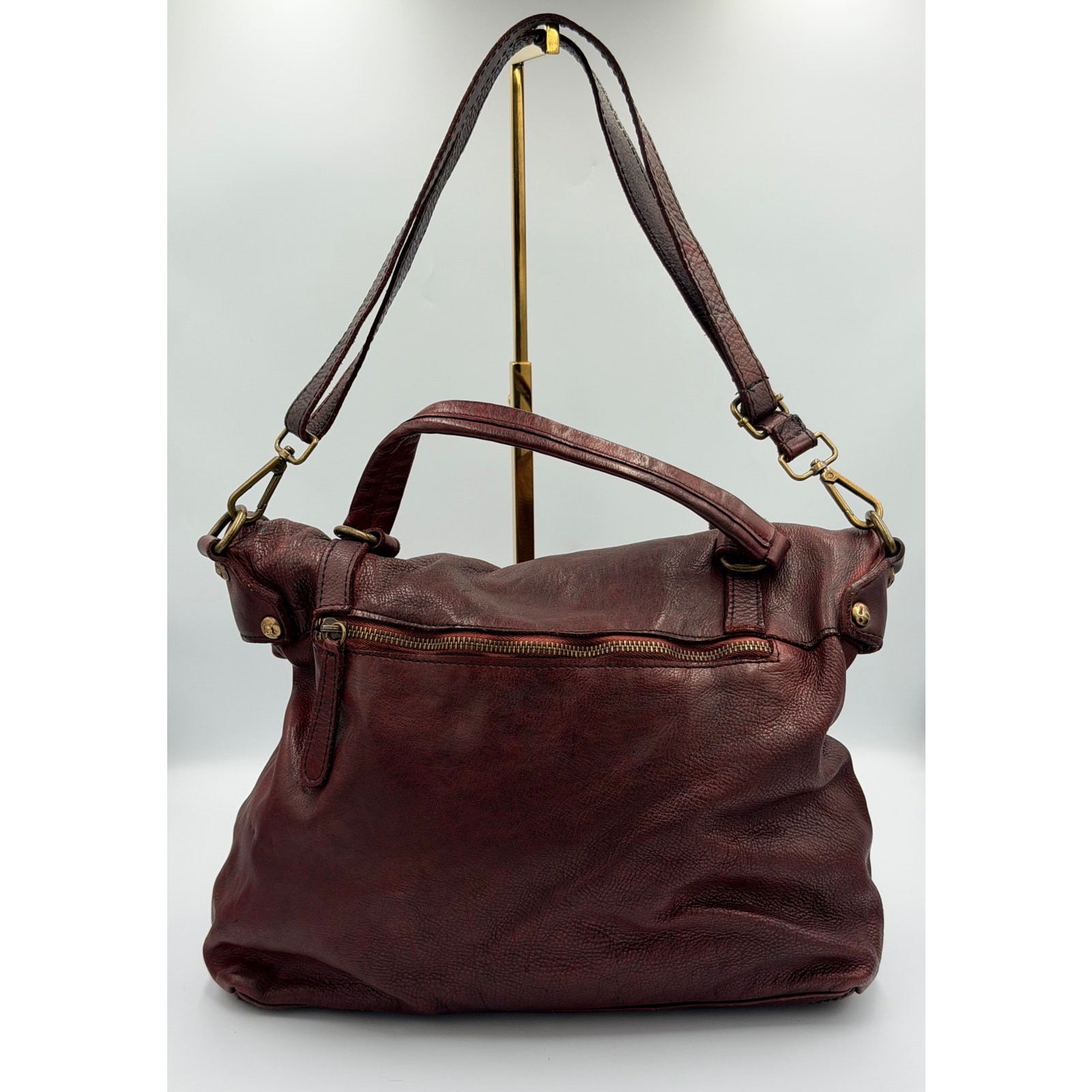 Vintage Vera Pelle Italian Leather Slouchy Crossbody Shoulder Satchel Handbag