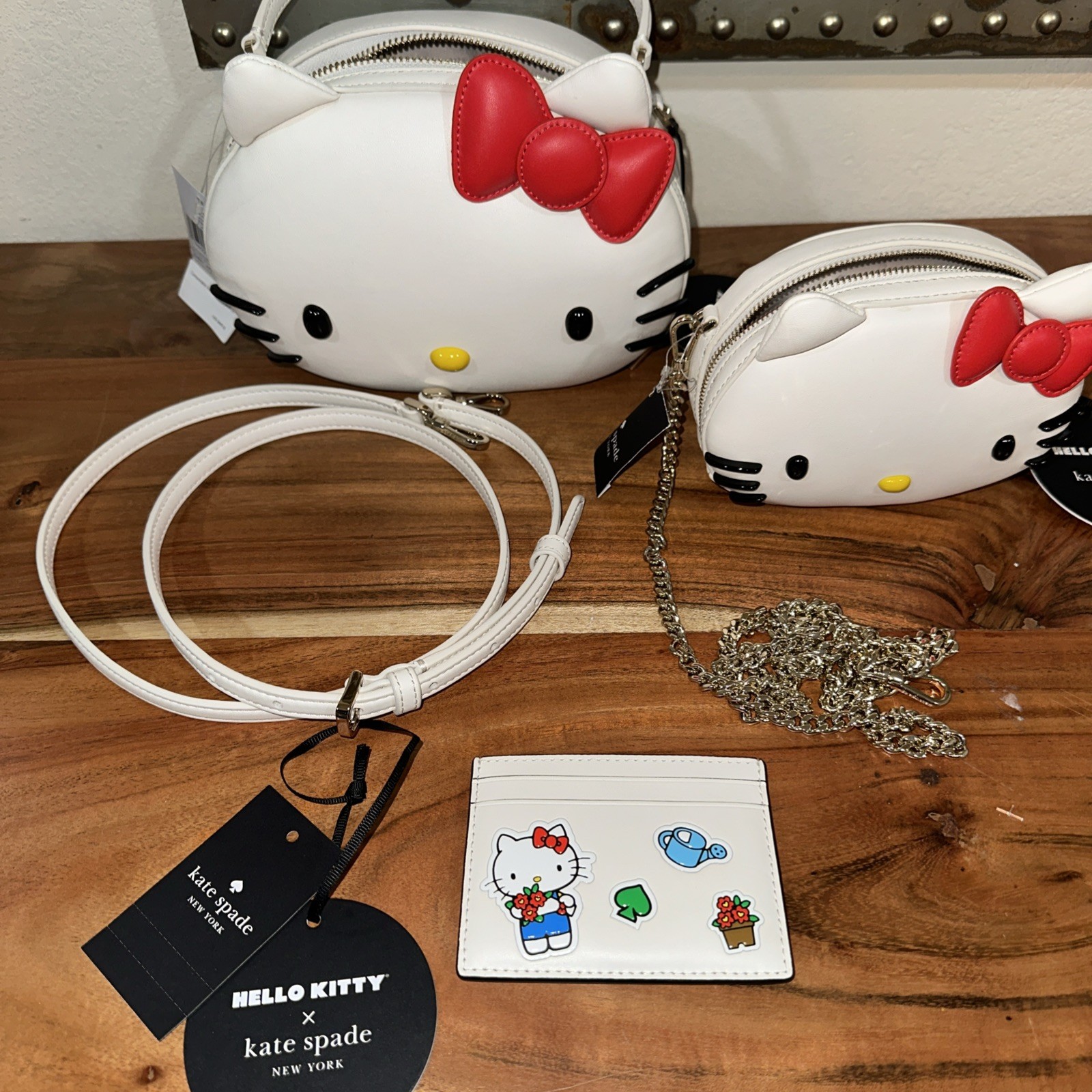 Kate Spade X Hello Kitty Holiday Bundle Large 3d bag & 3D crossbody & Slim Card