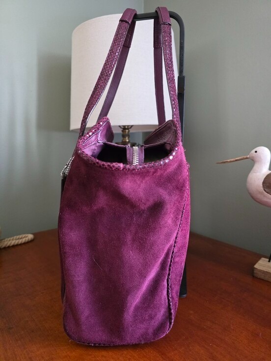 Coach F25301 Taylor Alexis Oxblood Suede Snake Embossed Carryall Tote Y2K