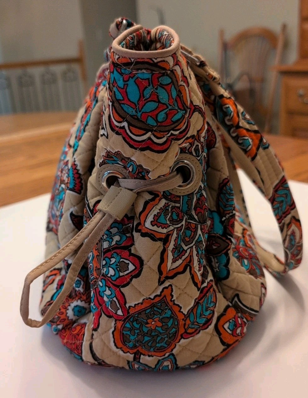 Vera Bradley Retired Spring 2018 DESERT FLORAL Large Handbag / Tote Beige Red