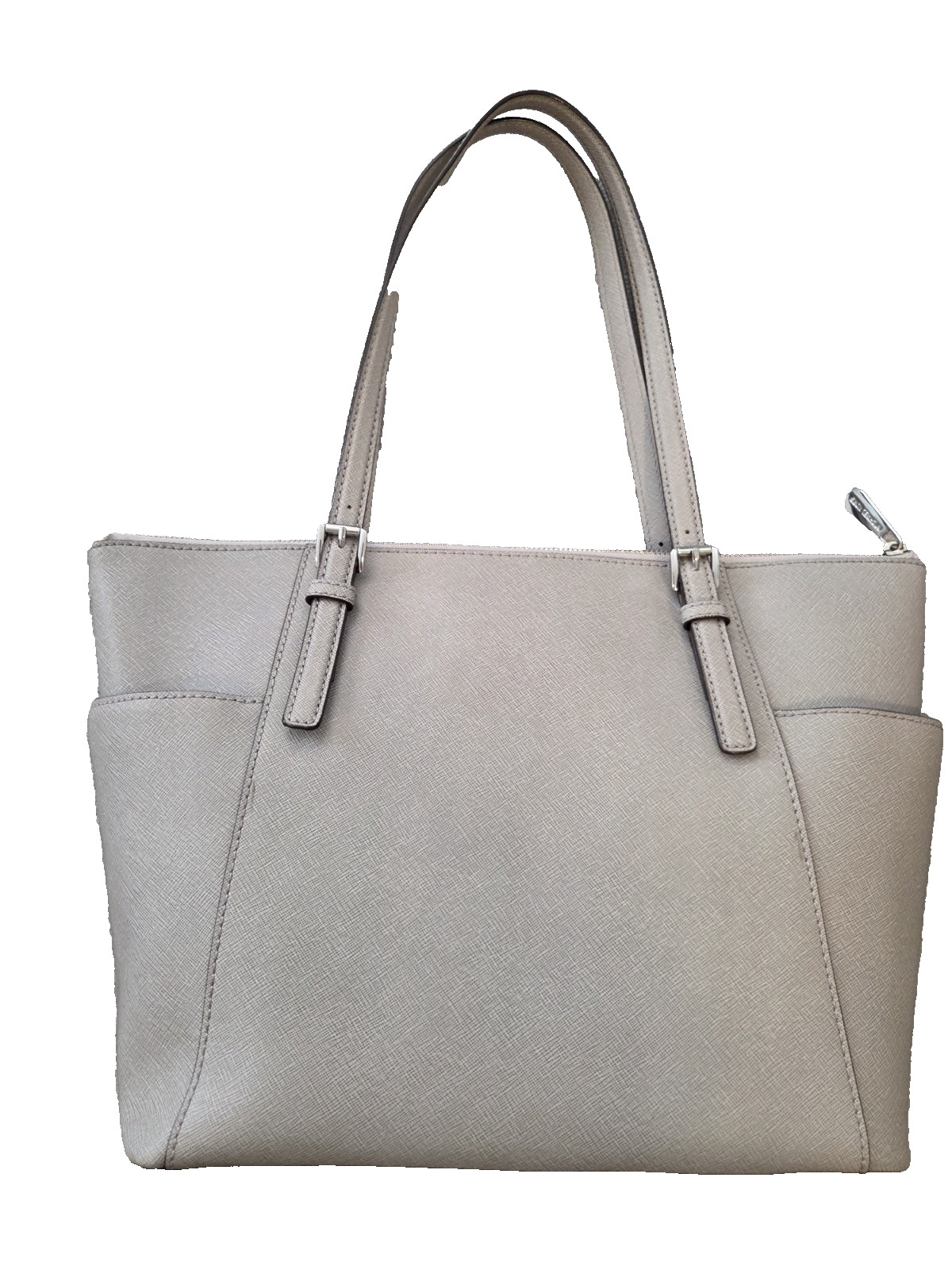 Michael Kors Jet Set medium saffiano leather shoulder bag 30F2GTTT8L Pearl Gray