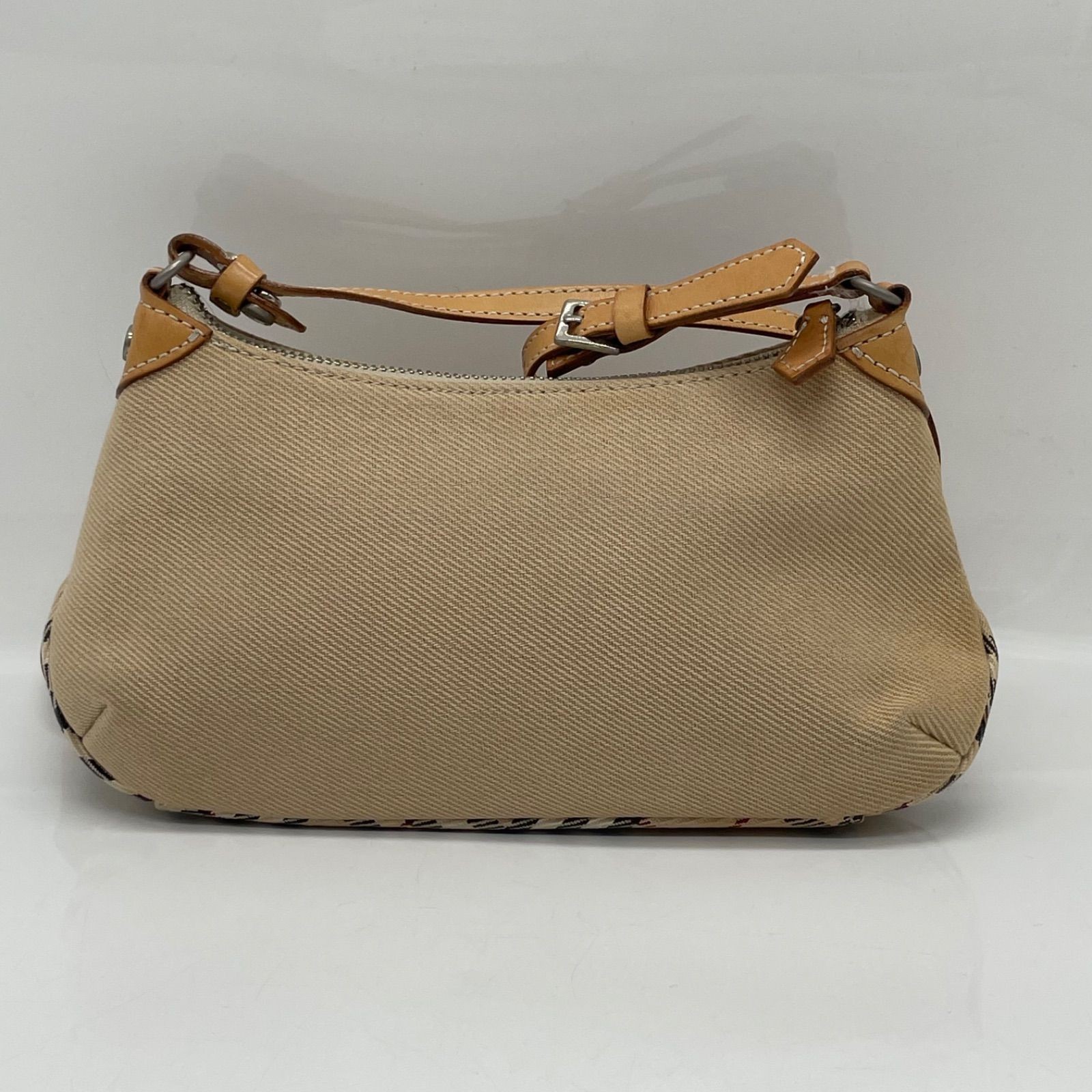 Burberry Blue Label Shoulder Bag Canvas Leather Beige Nova Check Authentic