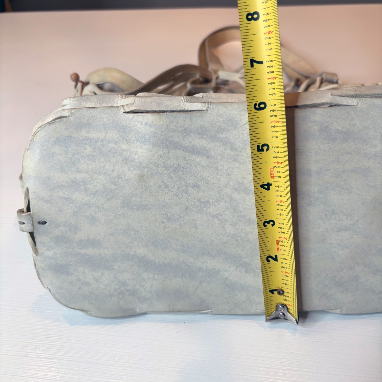 Henry Cuir Bag Persil Dingo Large Tote Beige Leather Net Overlay Italy Handmade