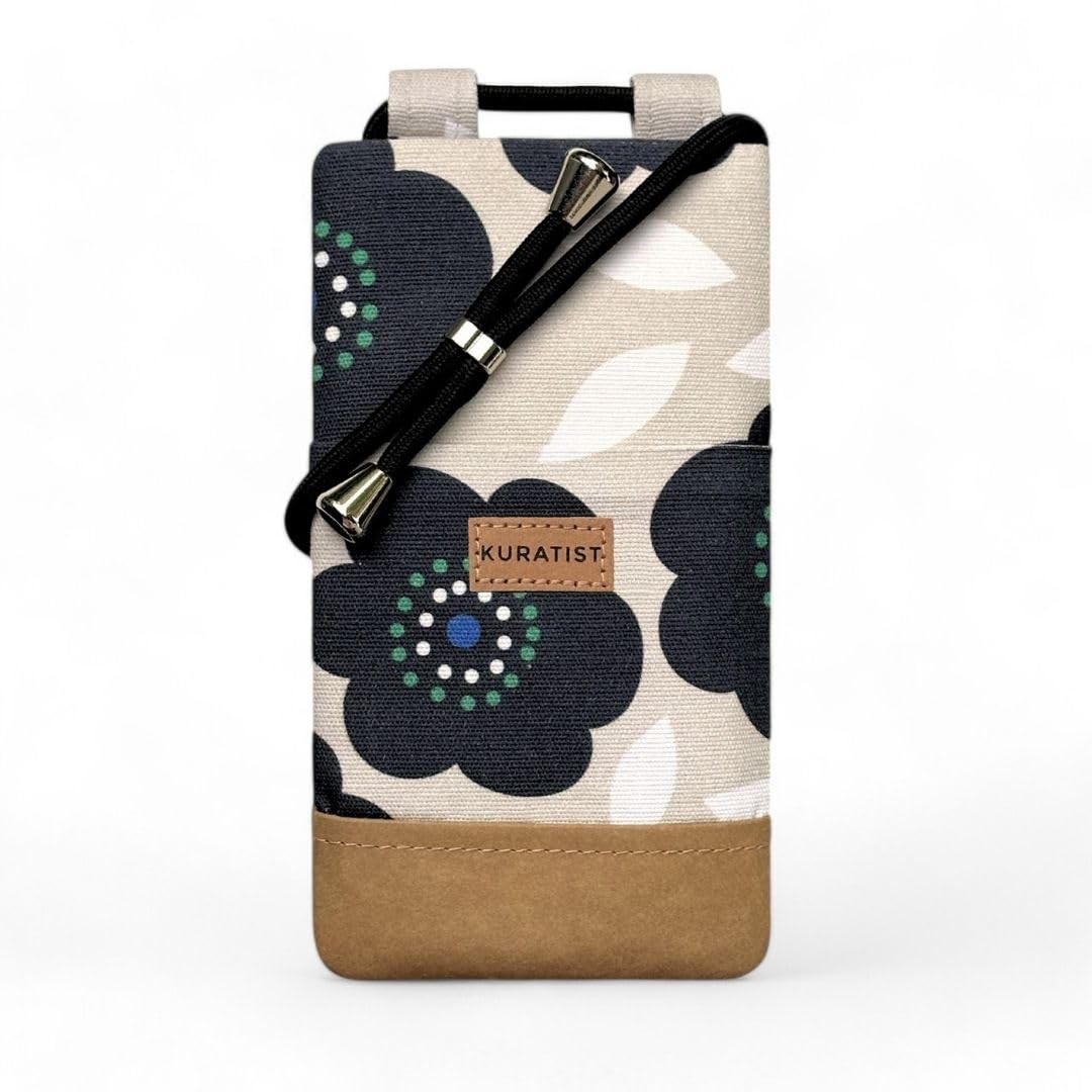 NELA Cotton Twill & Paper Phone Sleeve with Strap – Handmade Phone Case Compa…