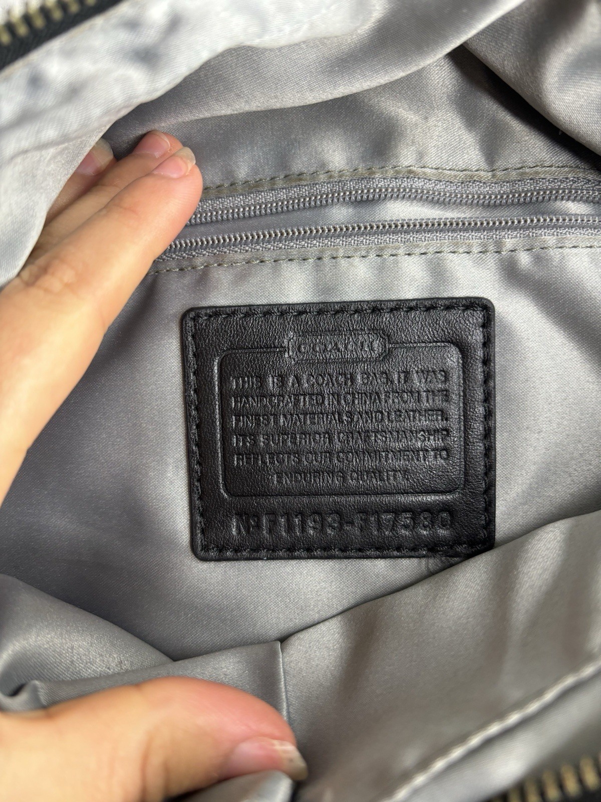 Coach Signature C Logo Gray/Black Large Satchel Shoulder Bag Zip w/ Pockets