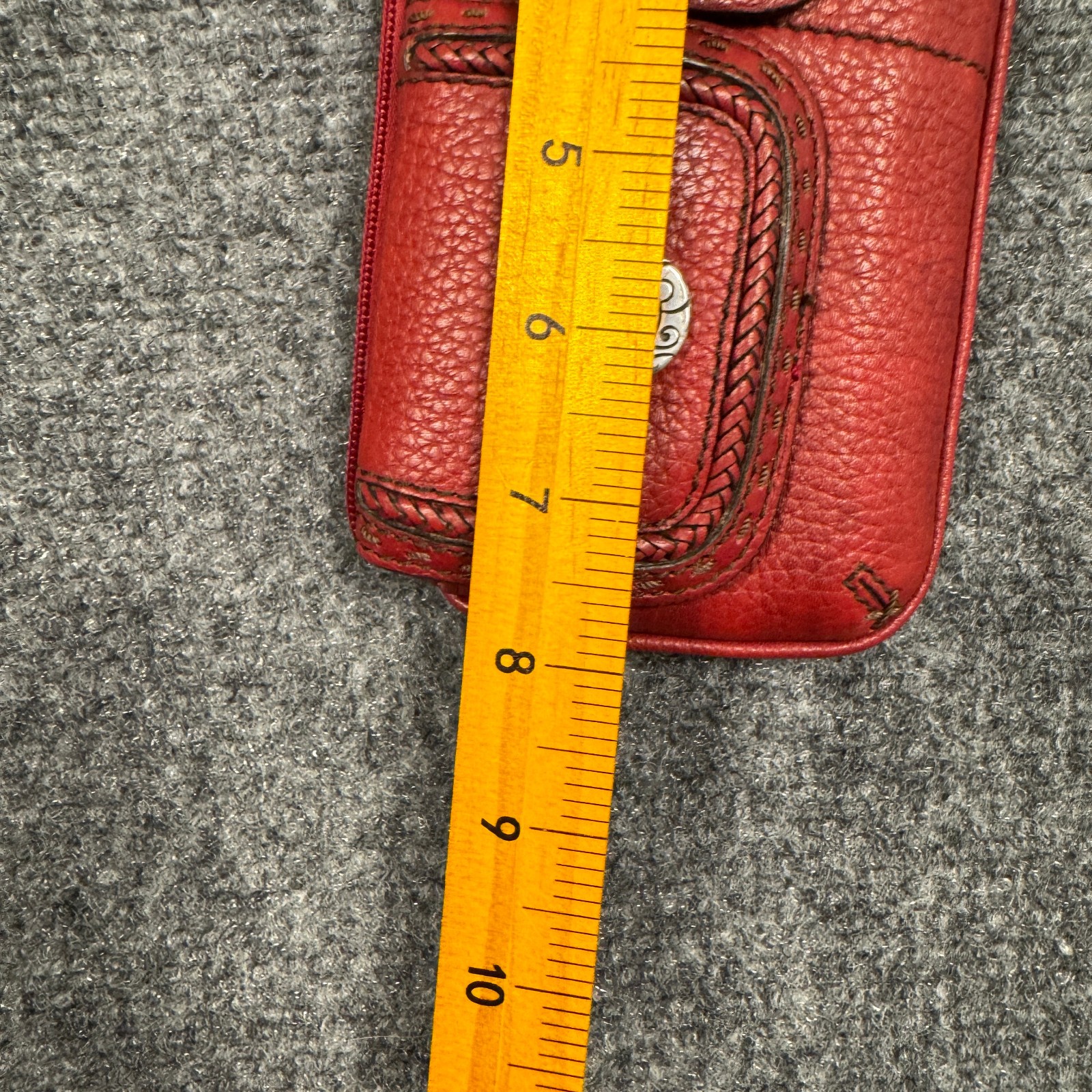 Brighton Vintage Red Leather Wristler Wallet Twin Pocket Silver Concho Organizer