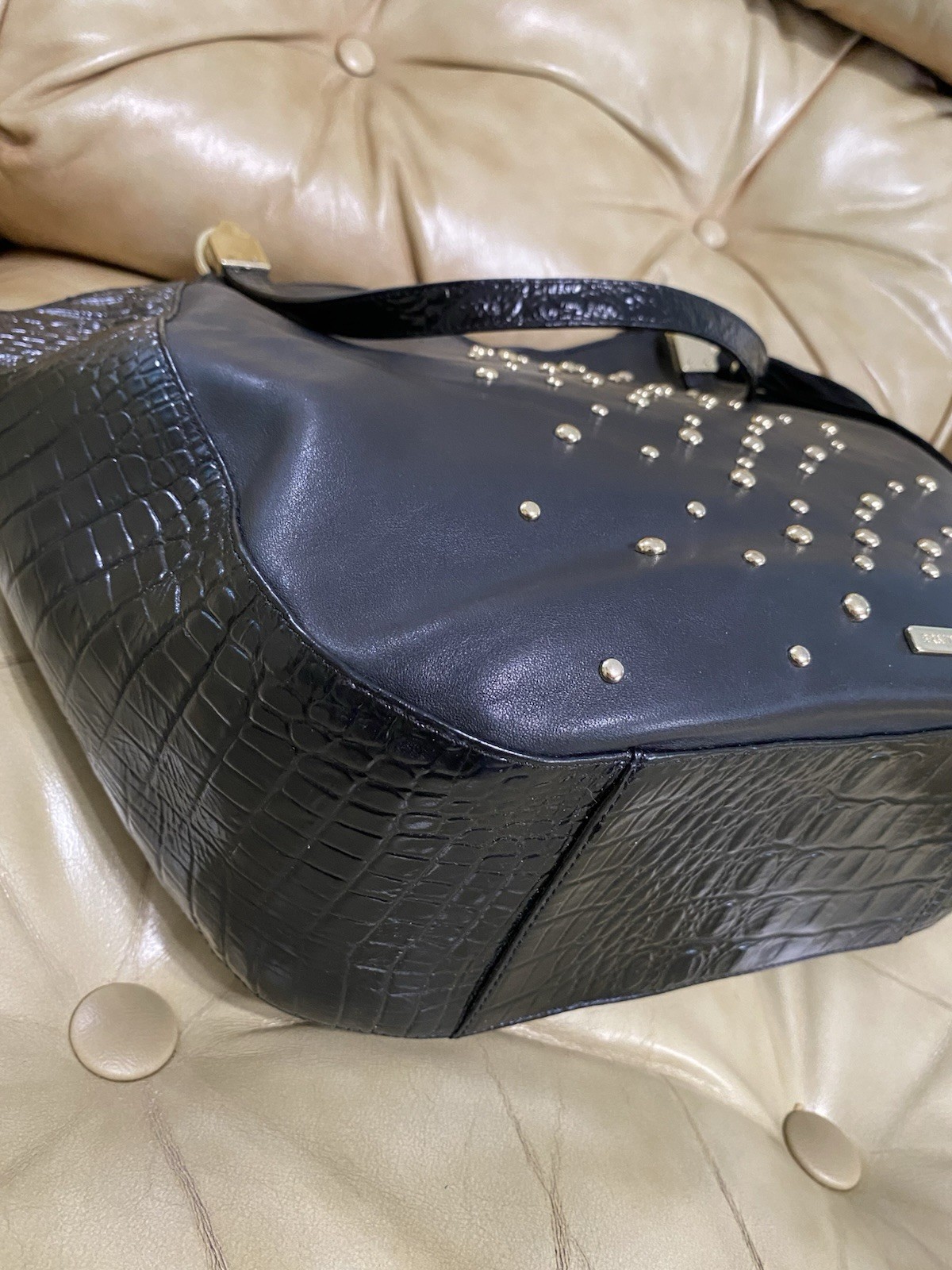 RARE Brahmin Nara Marianna Studded Leather Bag Large Melbourne Tassel Black/Gold
