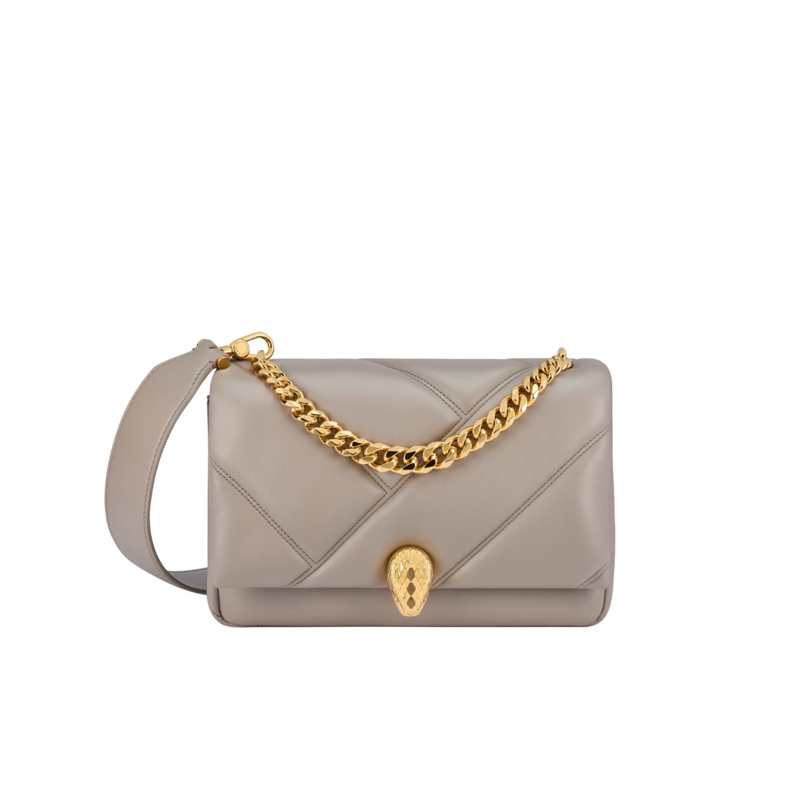 Bvlgari Serpenti Cabochon Maxi Chain Crossbody Leather Bag Top Handle Grey £2510