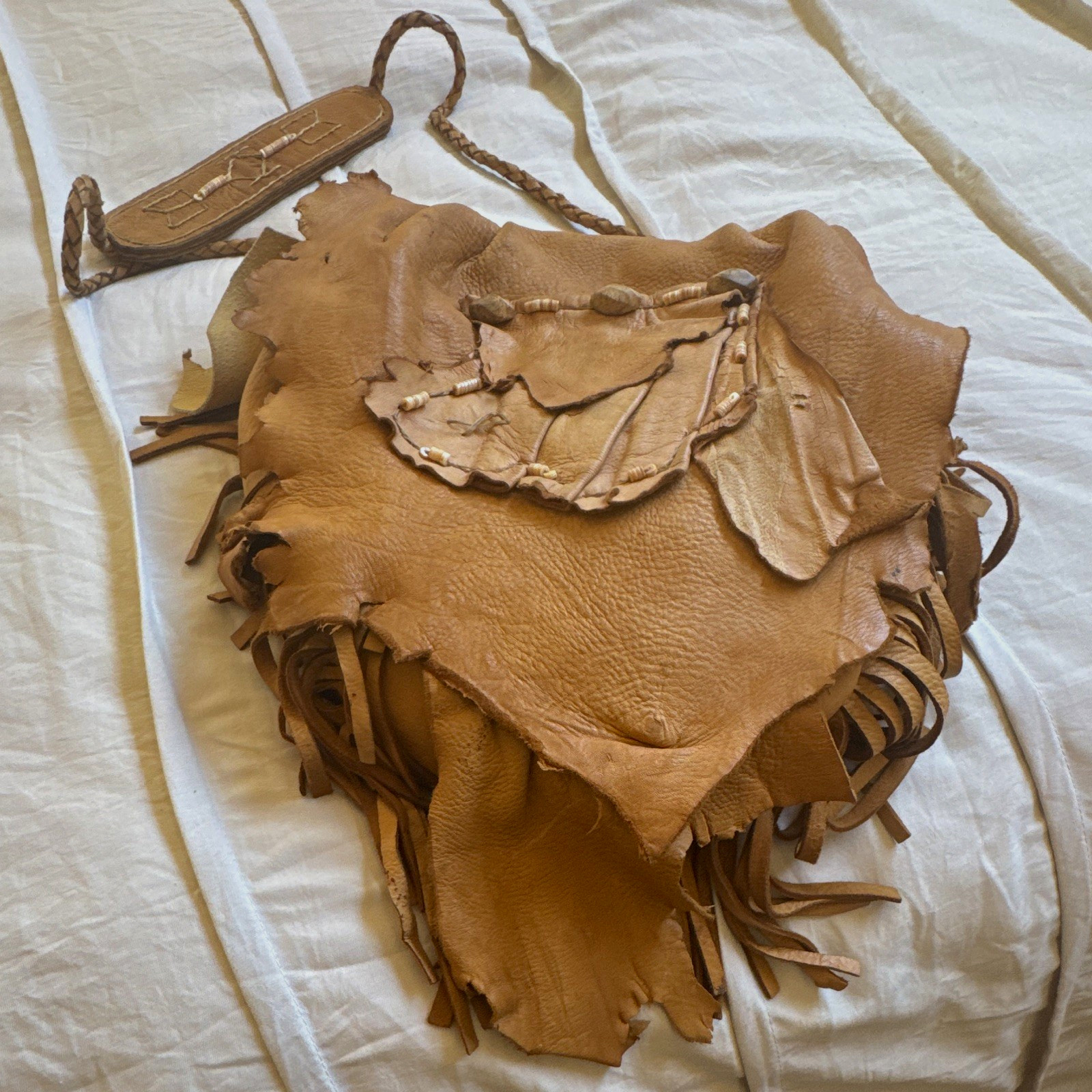 Women’s Brown Western Fringe Drawstring Pouch Shoulder Bag, Detachable Strap