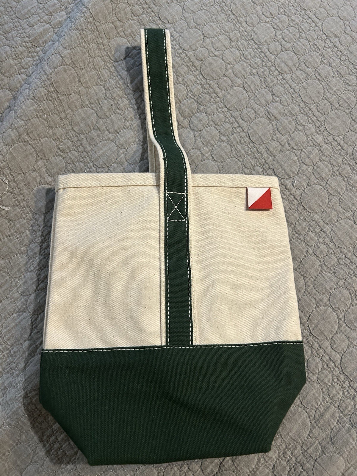 ShoreBags Double Wine Tote Canvas Dark Green & Natural Two Bottle Reusable Bag
