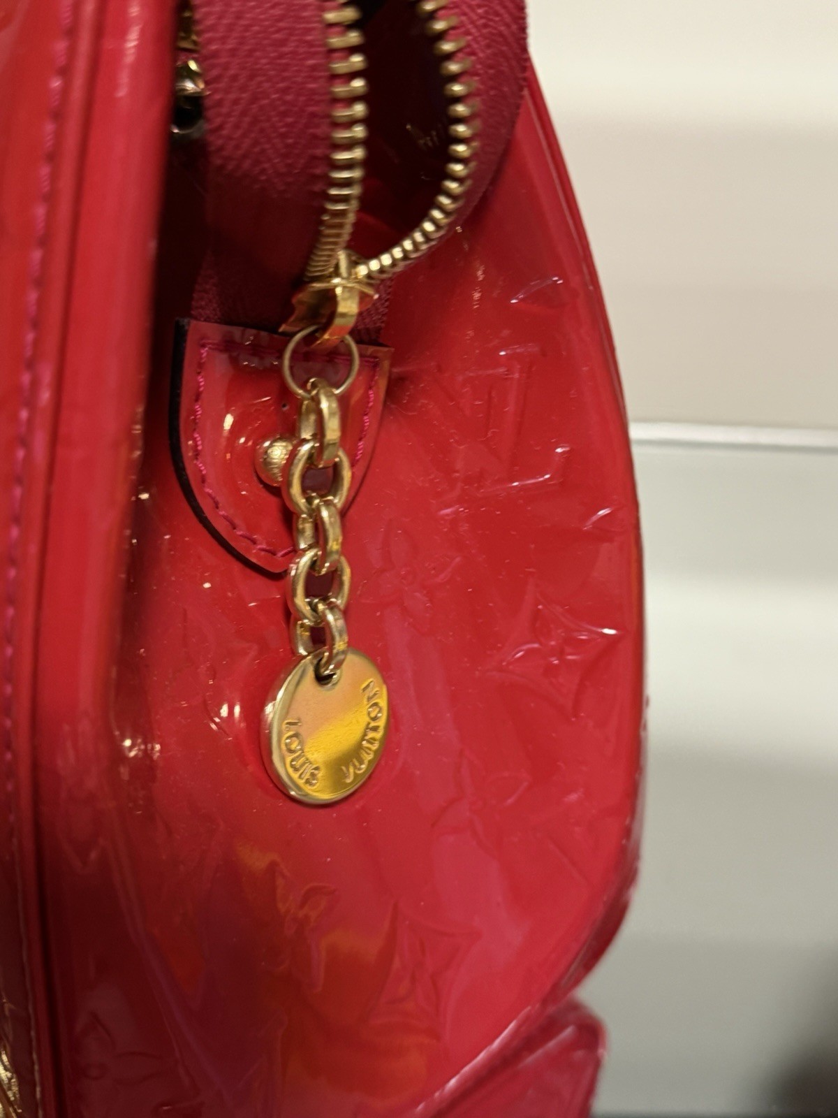 Louis Vuitton Monogram Vernis Brea MM Pomme D’Amour Red Handbag WITH COA