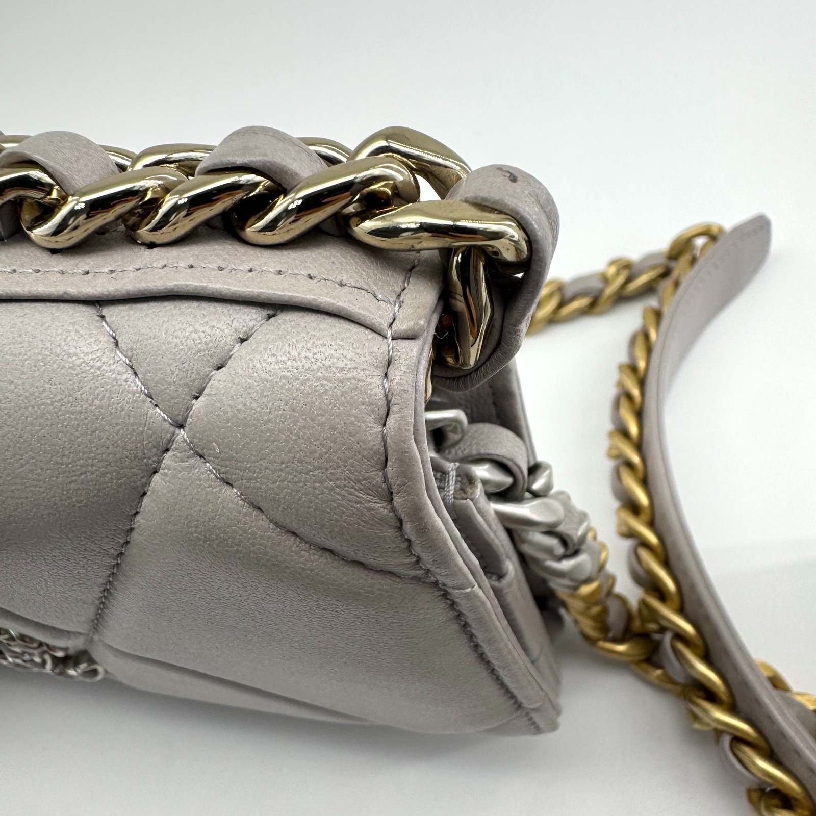 Authentic Chanel Quilted Lambskin WOC Grey Mixed Metal (Silver and Gold eBay AG