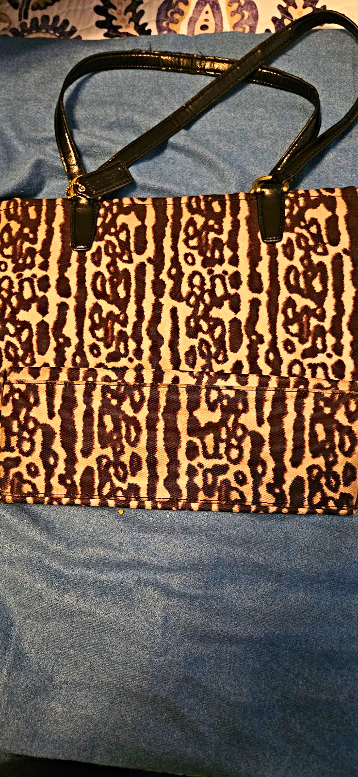 Coach Pink/Black Animal Print Satchel Top Handle Zip Gold Hardware Detach Strap