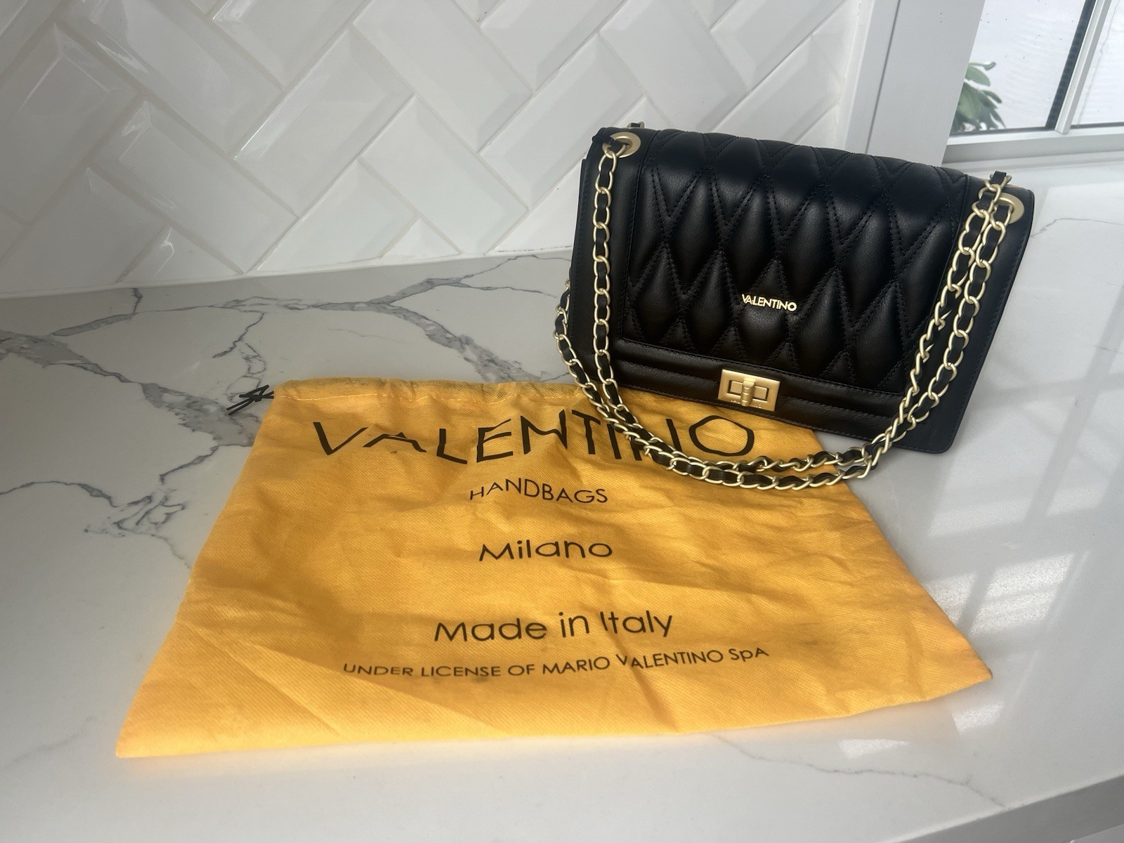 Valentino By Mario Valentino Leather Alice Quilted Shoulder Bag NWT