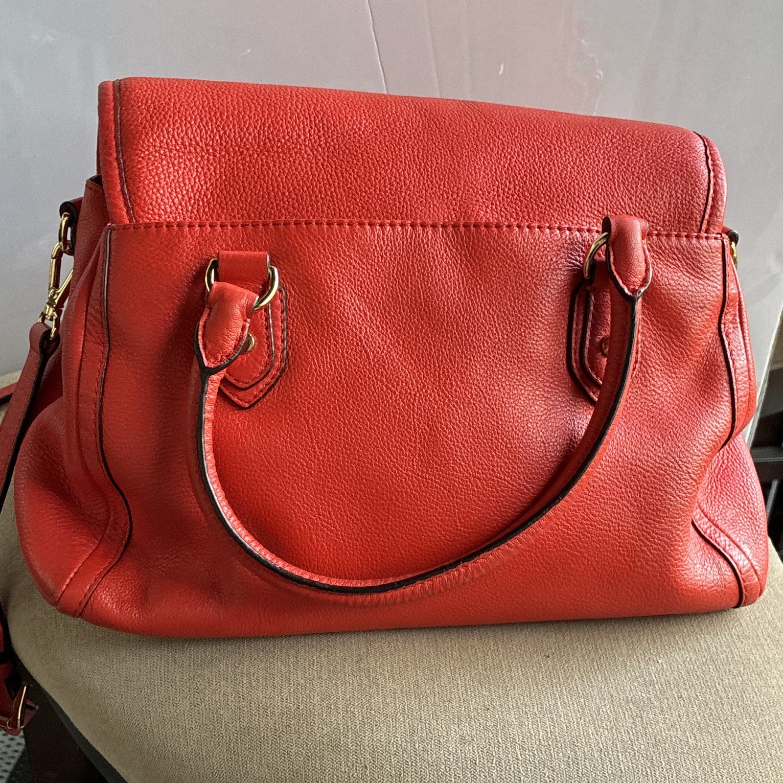 Michael Kors dark orange Satchel Top Handle and long strap