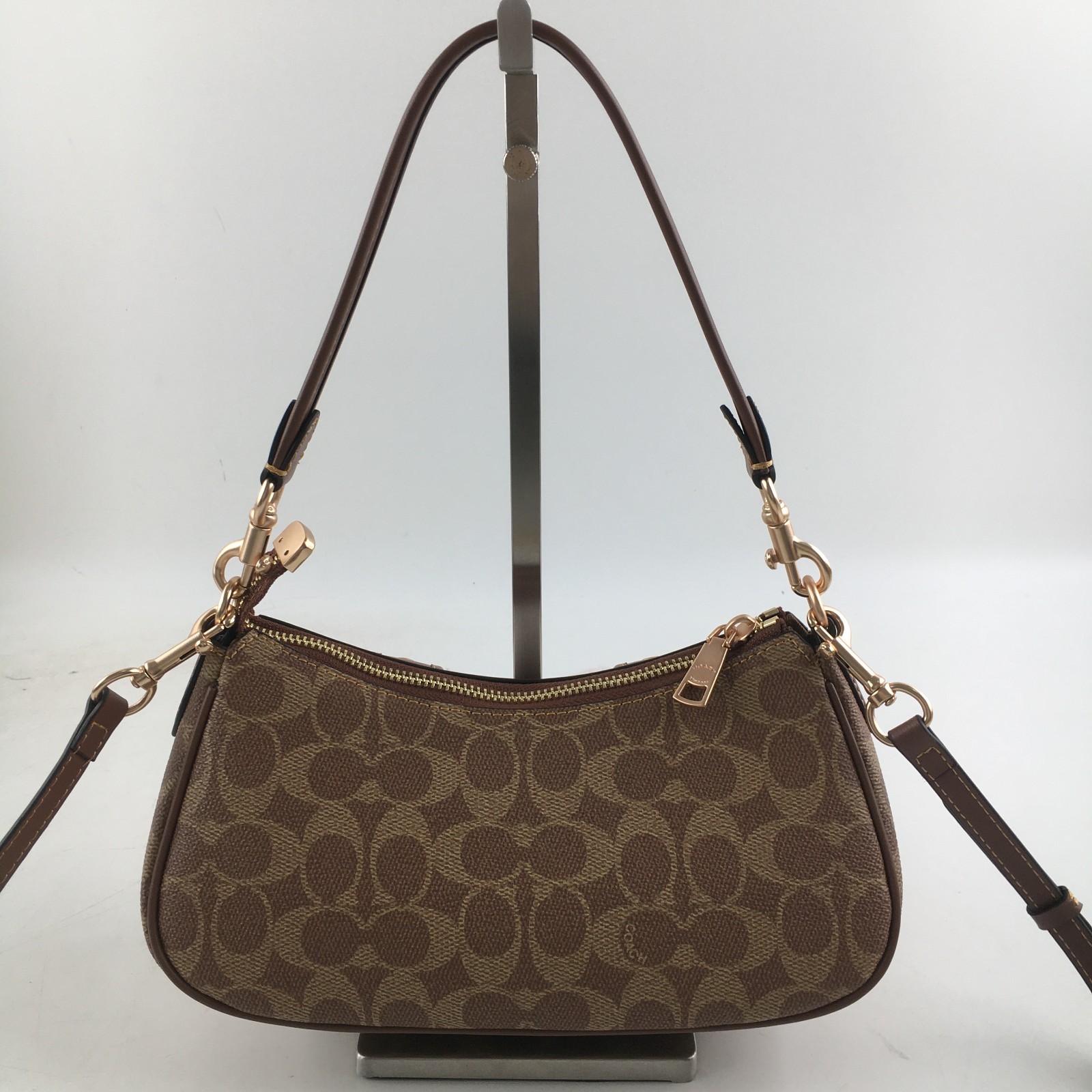 COACH Ashton Baguette Bag In Signature Canvas Tan/Natural CY658 Outlet NEW