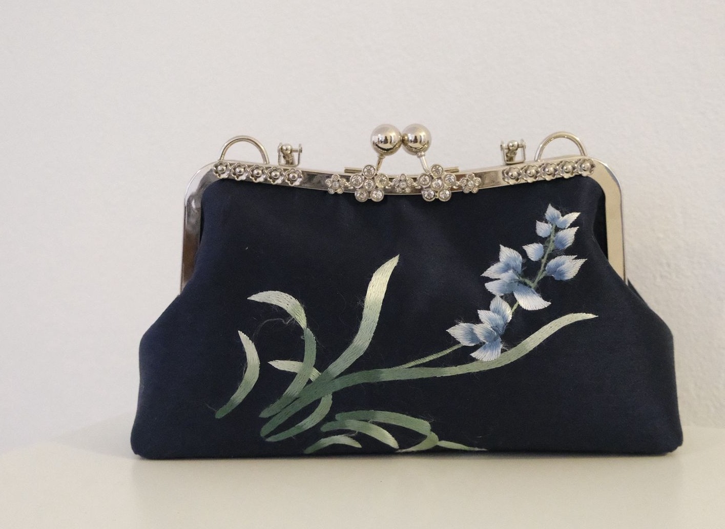 Elegant Handmade Evening Bag Silver Tone frame| Handmade clutch purse