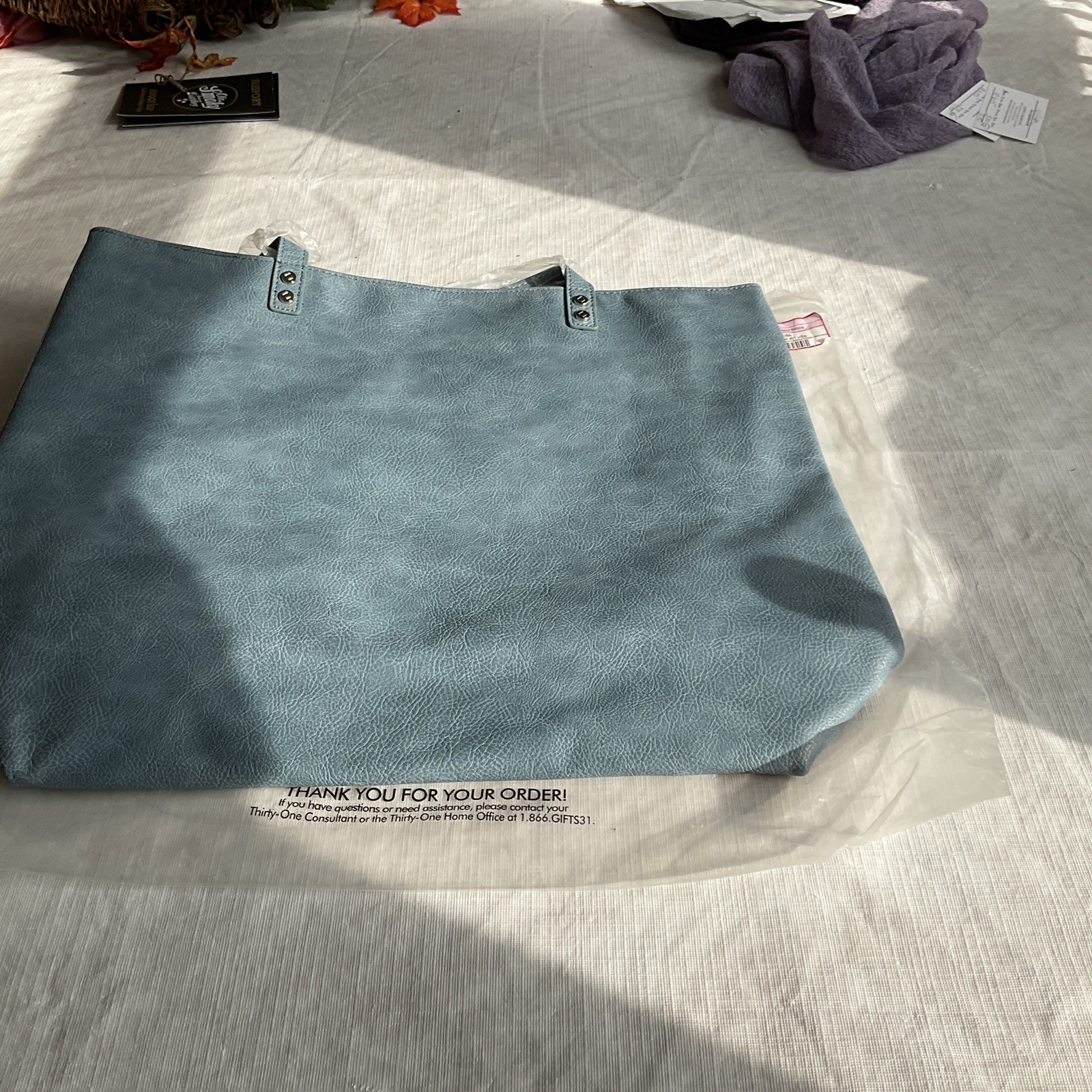 NEW!! Thirty One Around Town Tote ( Denim Distressed Pebble )