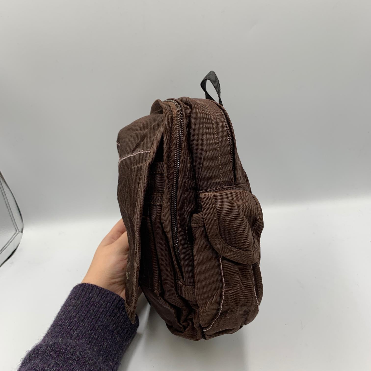 Eddie Bauer Mini Weekend Travel Bag Brown Nylon Adjustable Crossbody Straps