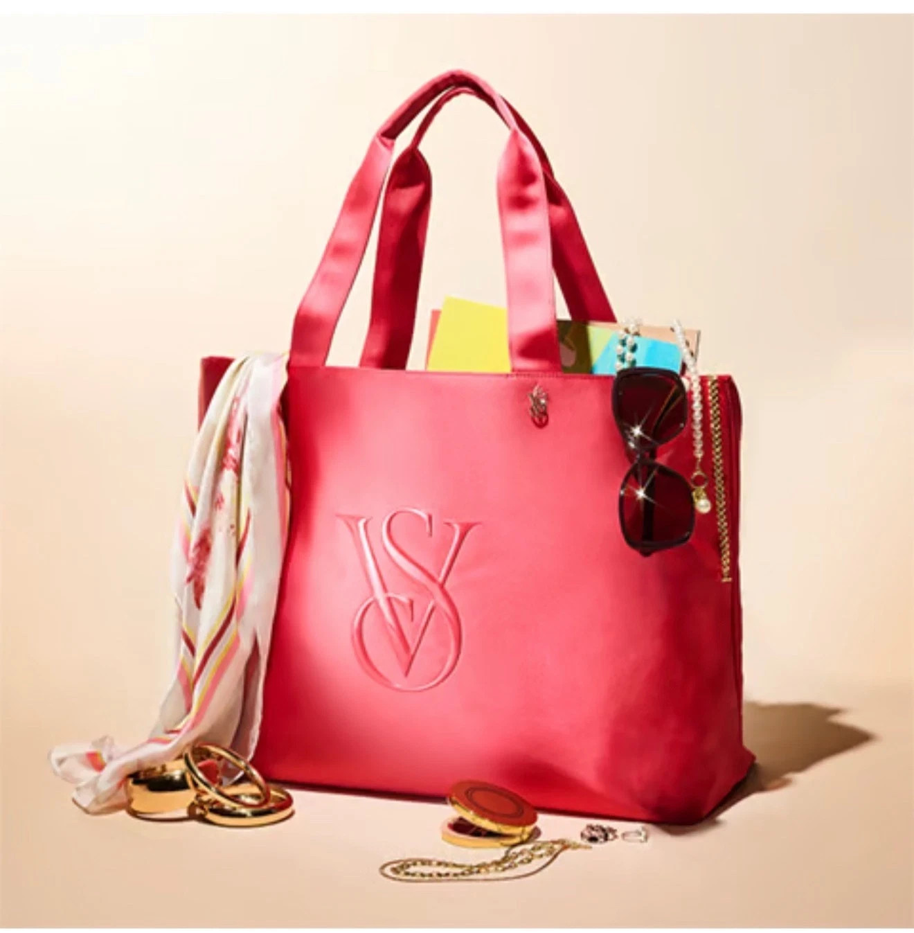 Victoria’s Secret Red Monogram Logo Weekender Tote Bag New #K1-2