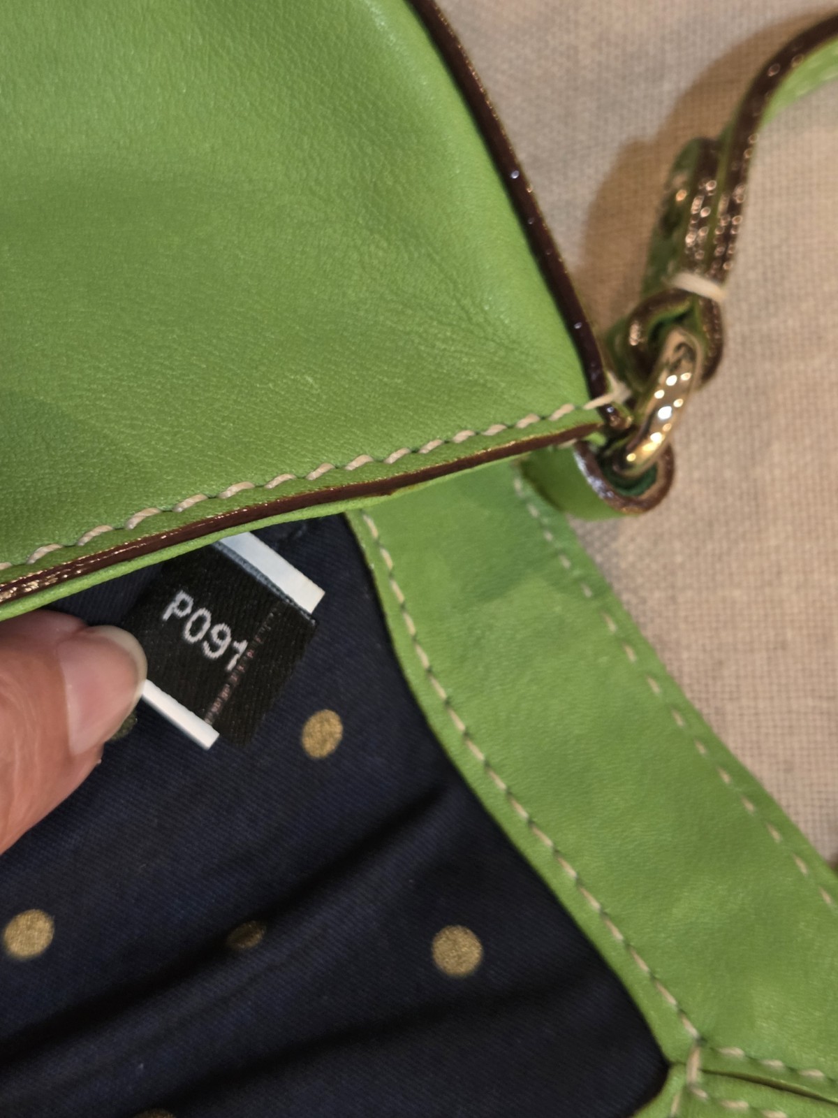 Vintage Y2K Kate Spade Green Leather Baguette Shoulder Bag Archival Grunge