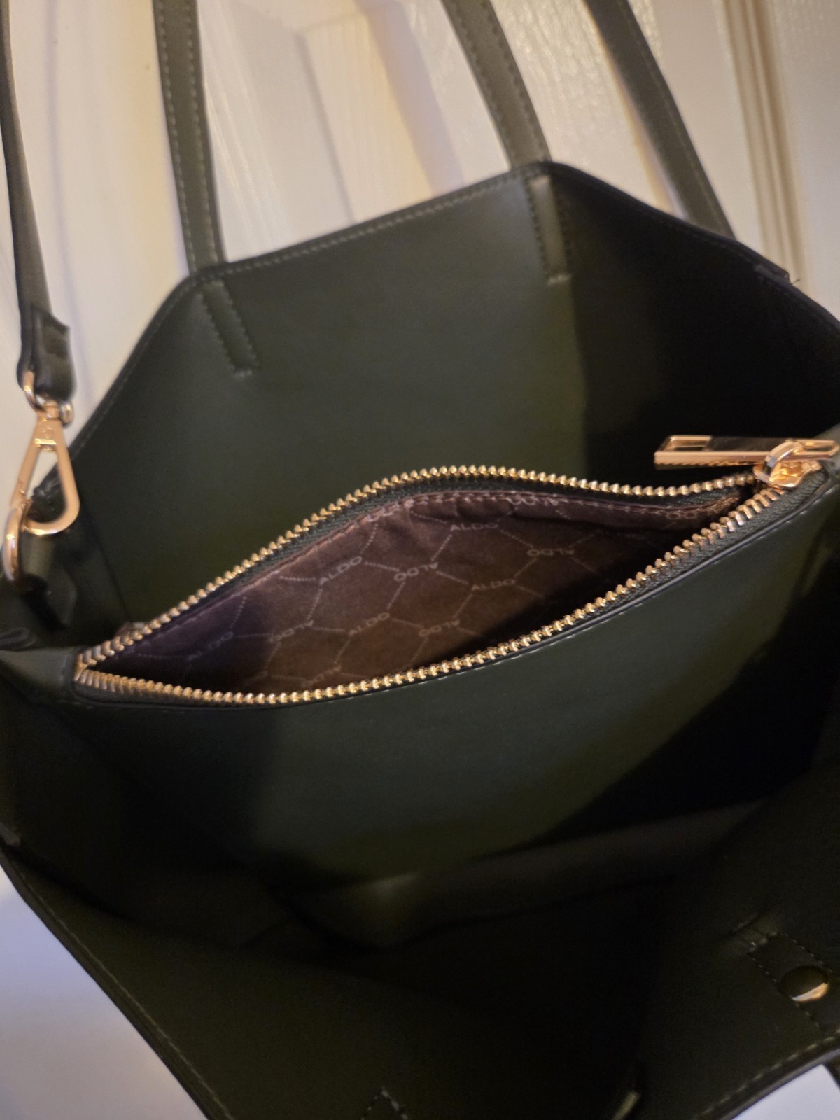 ALDO Large Dark Green Crossbody / Tote W Detachable Adjustable Straps