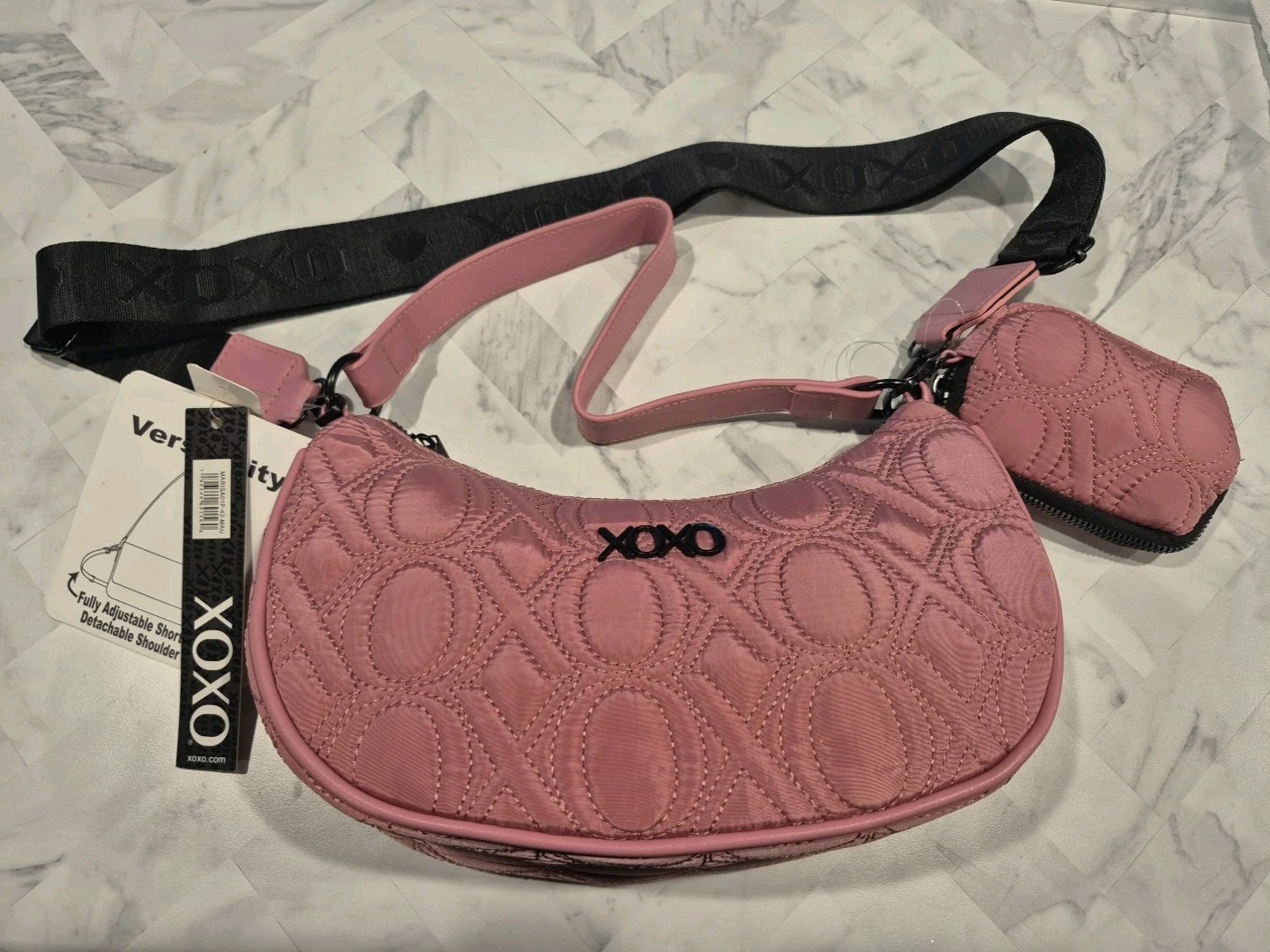 xoxo purse Pink Crossbody Bag Strap XO Quilted With Coin Purse NWT New