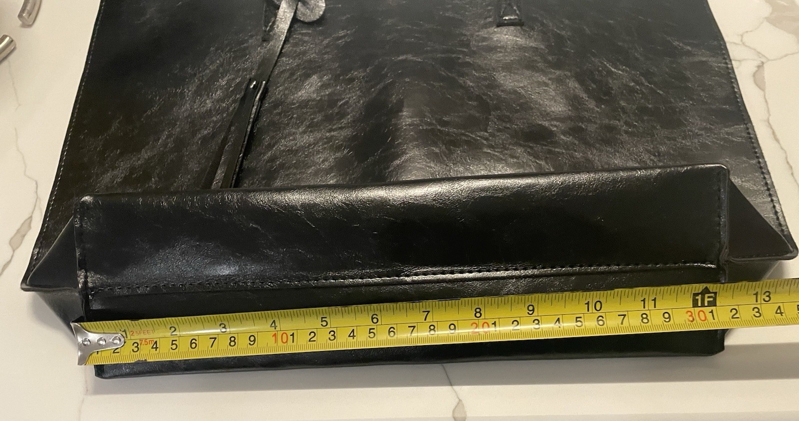 Sleek Black Shoulder Strap Purse /Large Tote Bag Gold magnetic Hardware