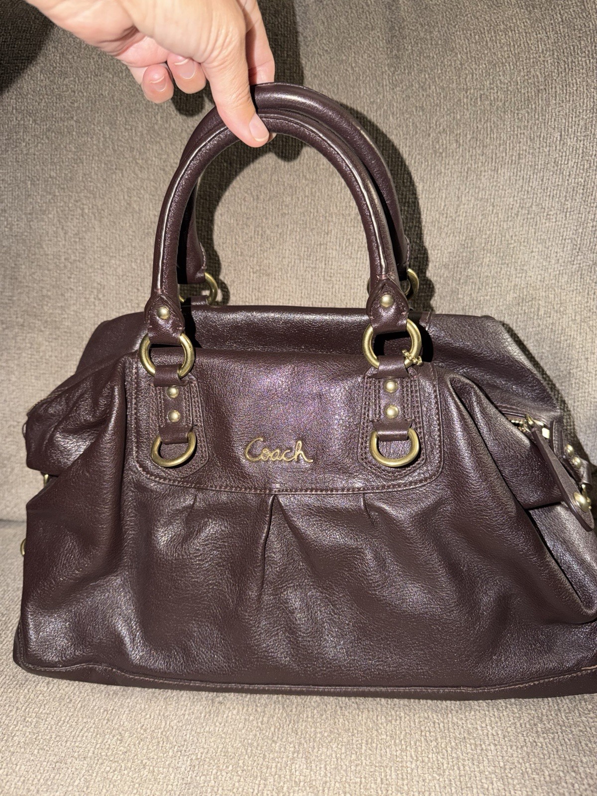 Coach Brown Madison Sabrina Satchel Top Handle Detachable Strap Zip Gold