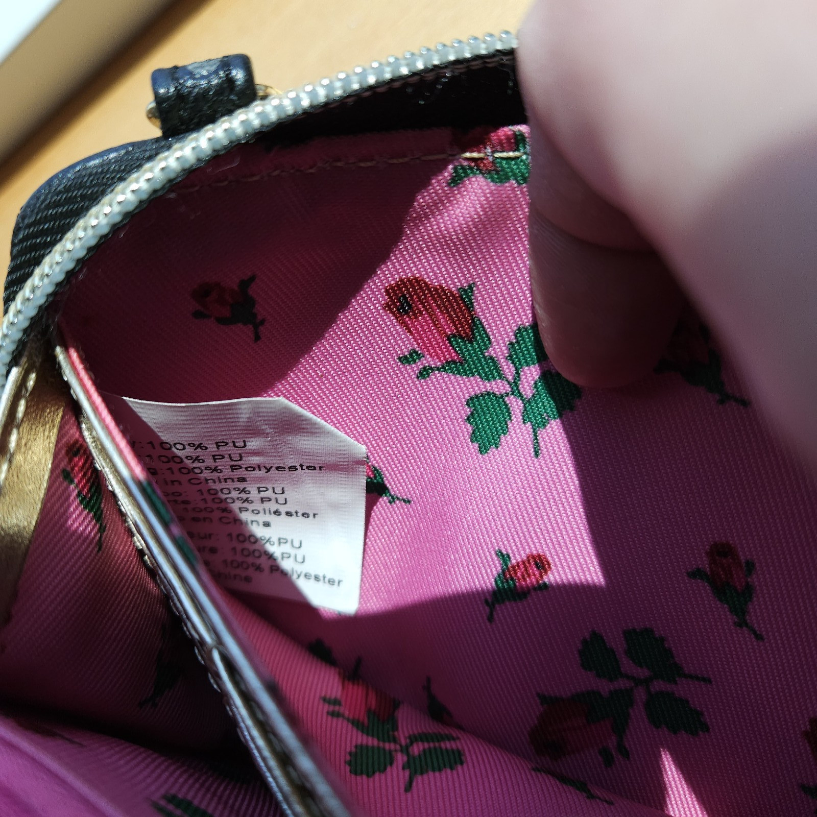Betsey Johnson Black Wallet Clutch Crossbody Pink Inside Edgy Punk Whimsy Floral