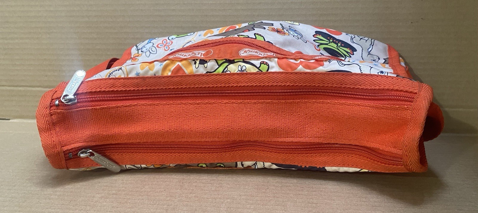 LeSportsac Animals Crossbody Shoulder Bag & Pouch Orange Frog Cat Deer Toons
