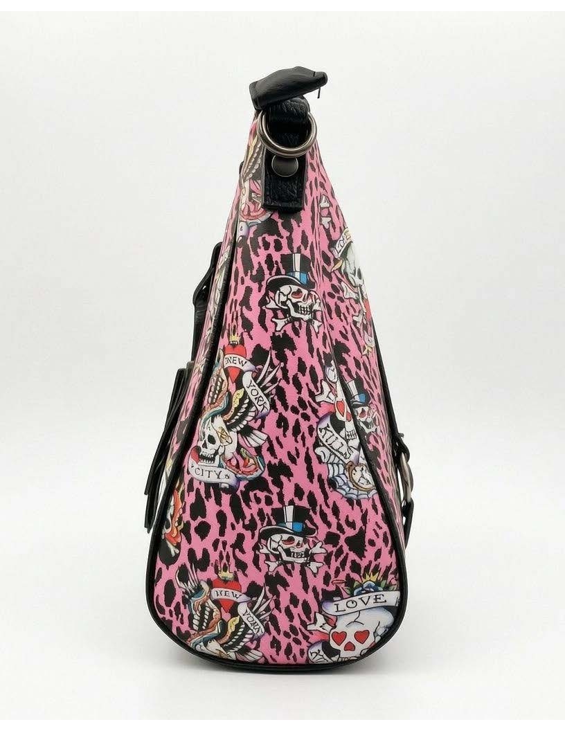 Ed Hardy Pink Tattoo Handbag, White Wallet W/ Black Gems, Set Purchase Discount