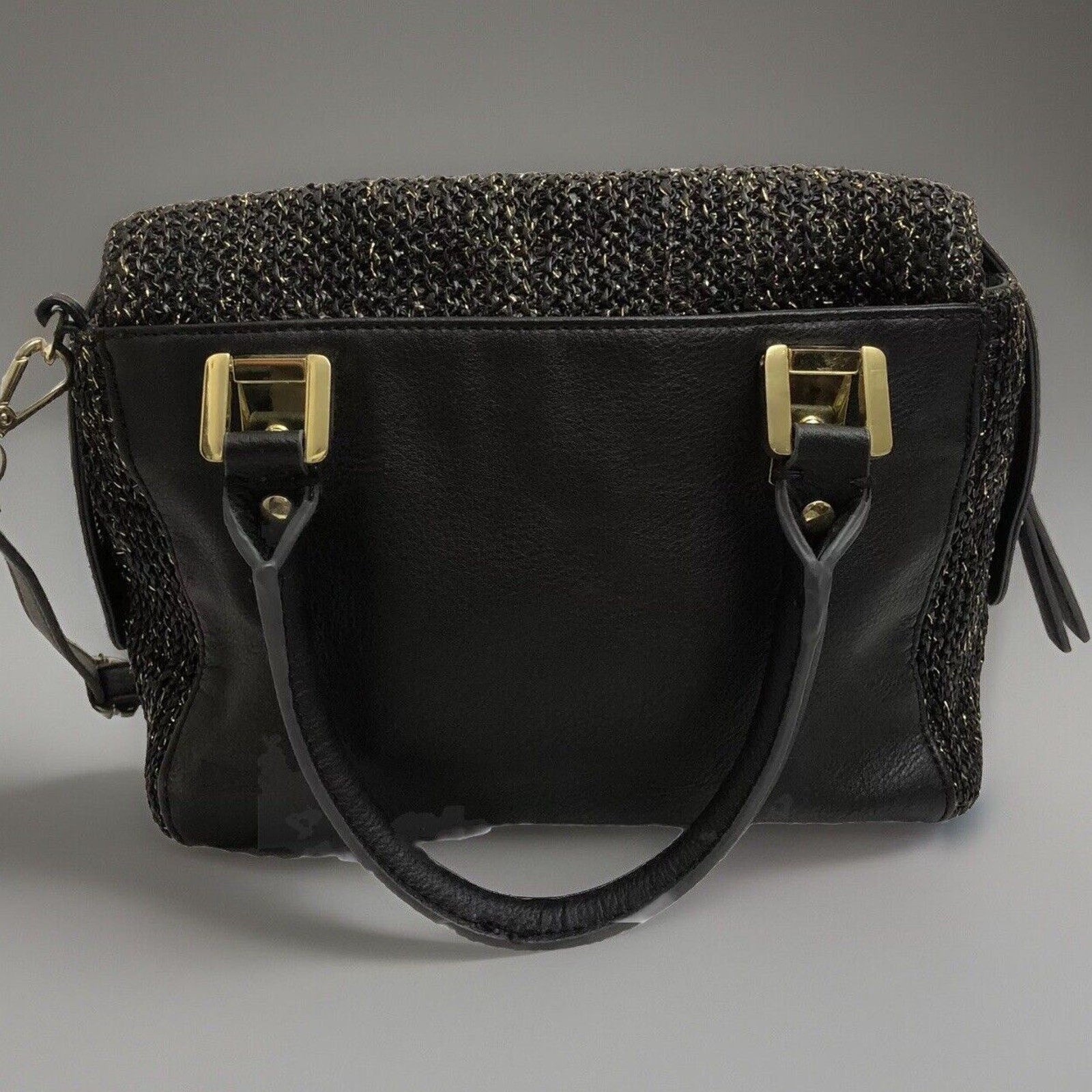 Large Cross Body Purse Black Gold Hardware & Sparkle Kate Landry Hand Bag