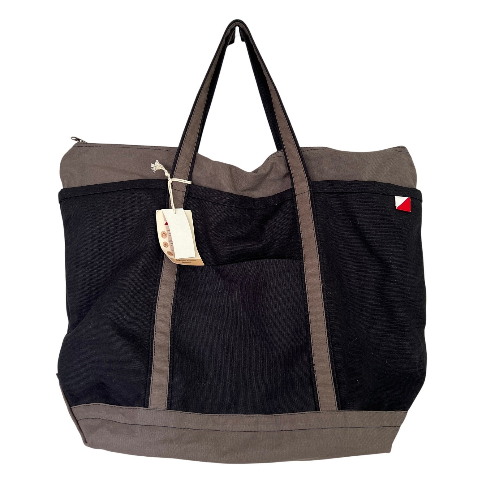 NEW Shorebags Large Canvas Boat Tote Cotton Unisex Bag Black Gray Cotton Zipper