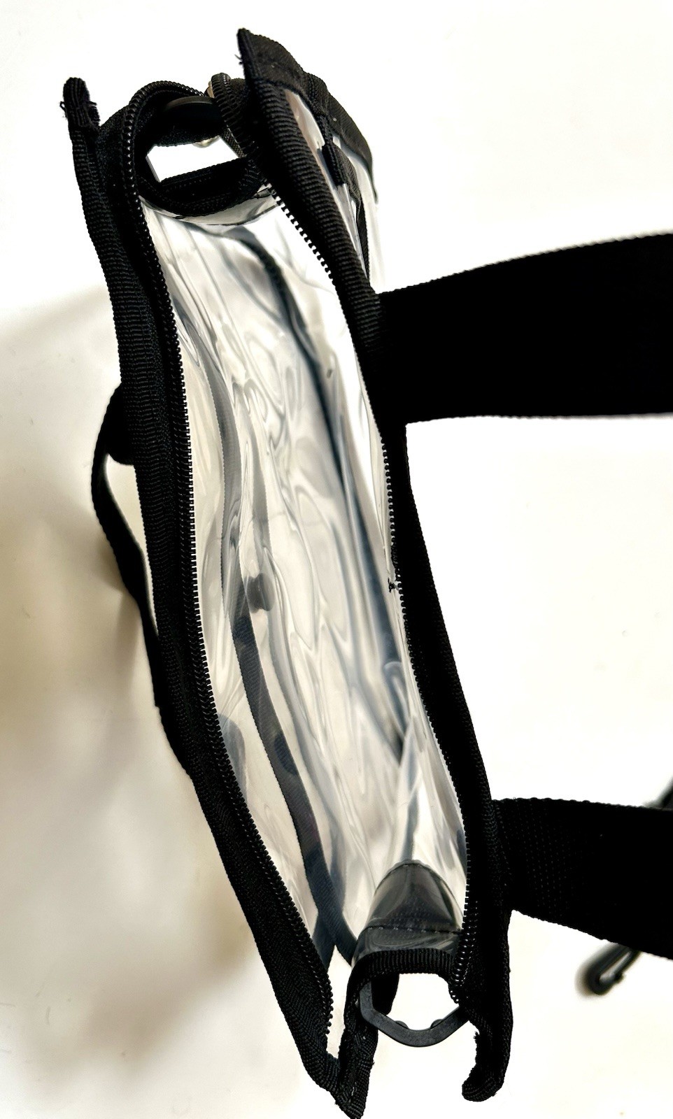 Clear Bag, Black Strap, Zip Closure With Pockets