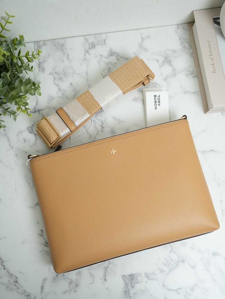 Tory Burch Blake Swingpack Leather Crossbody Messenger 176874 Warm Biscuit NWT