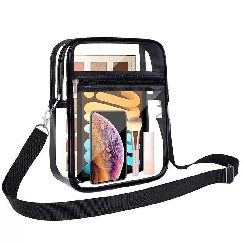 Clear Crossbody Bag For Concerts Sport Events Black 23cm*18cm*7cm
