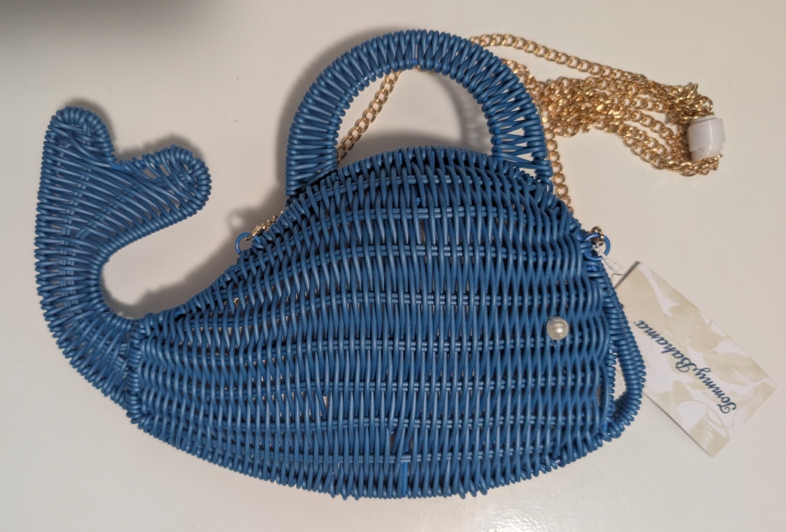 Tommy Bahama Whale Crossbody Wicker Gold Chain NWT Free Shipping