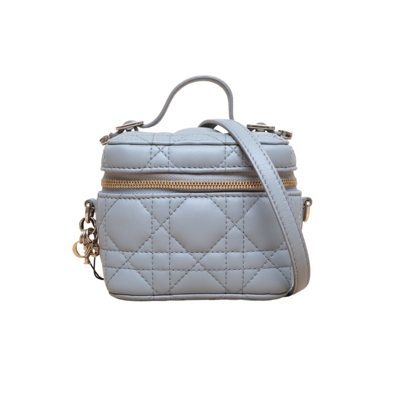 DIOR Lady Vanity Cosmetic Bag Mini 11cm Haze Blue Lambskin Shoulder Bag
