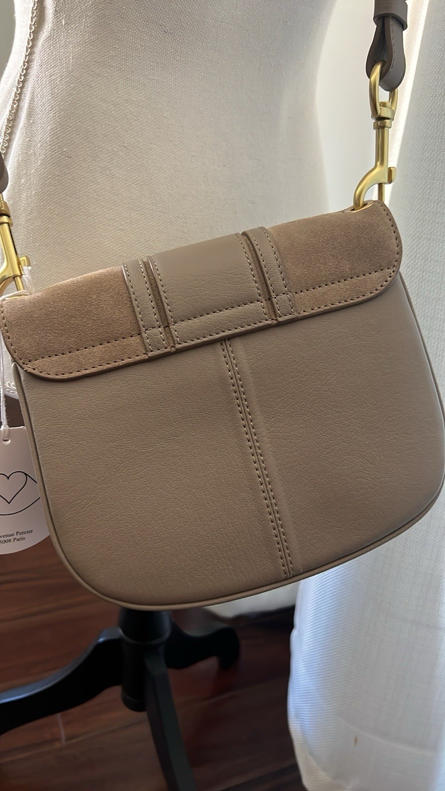 NWT See By Chloe Hanna Shoulder Bag Cowhide Leather Motty Grey
